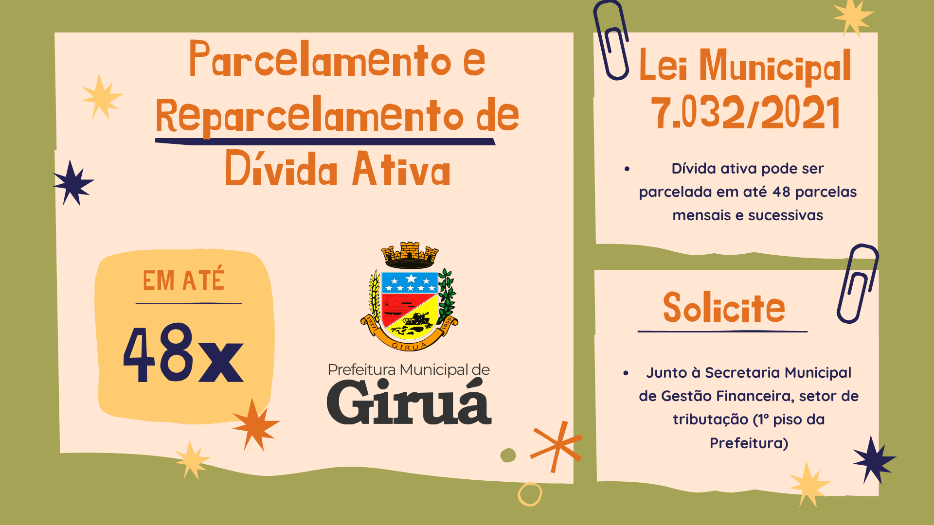 Giruá promulga lei para parcelamento e reparcelamento de dívida ativa